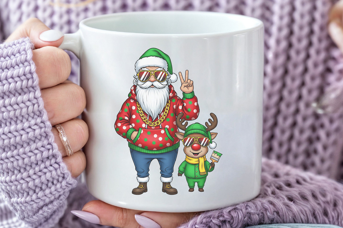 Christmas Santa Reindeer Png, Clipar, an Illustration by Black Bird Studio (Photo 3 of 4)