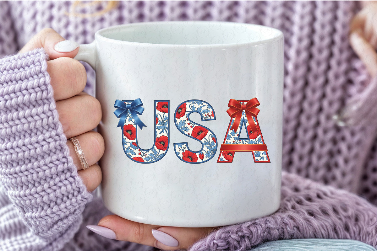 Floral Coquette USA PNG, an Illustration by Craft Nest (Photo 4 of 6)