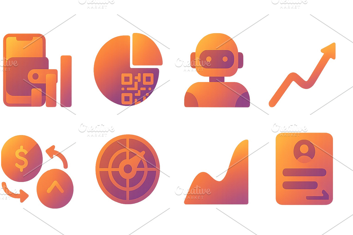 Colorful digital icons representing, a Finance Illustration by ZinetroN