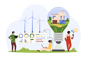 Green renewable energy for smart, an Illustration by Flashvector