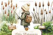 Watercolor Little Fisherman Clipart, a Person Illustration by SparkyDesignsUS (Thumbnail 1 of 8)