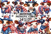 Watercolor Patriotic Cow PNG Clipart, an Animal Illustration by Craft Nest (Thumbnail 1 of 4)