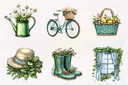 Green Summer Cottagecore Clipart, an Illustration by CreationArt (Thumbnail 3 of 9)