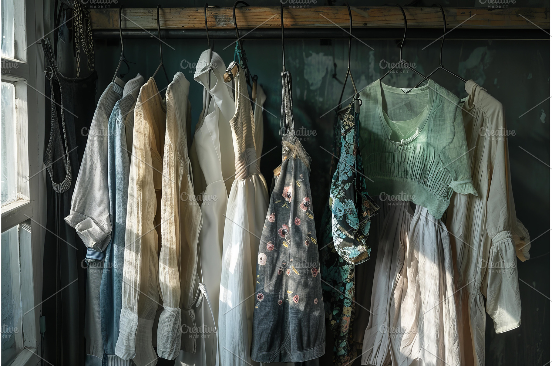 Vintage clothes hanging in rustic, a Beauty & Fashion Photo by Ylivdesign