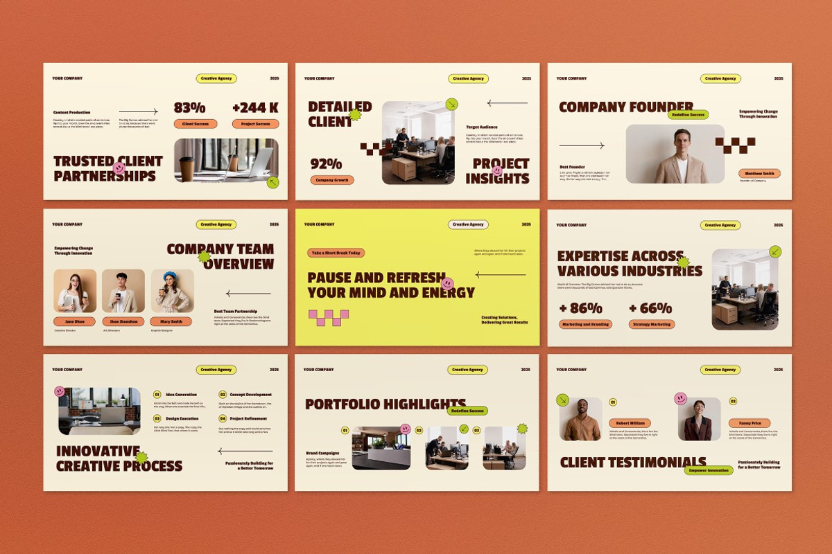 Yellow Beige Company Profile PPT, a Presentation Template by graphicook (Photo 3 of 5)
