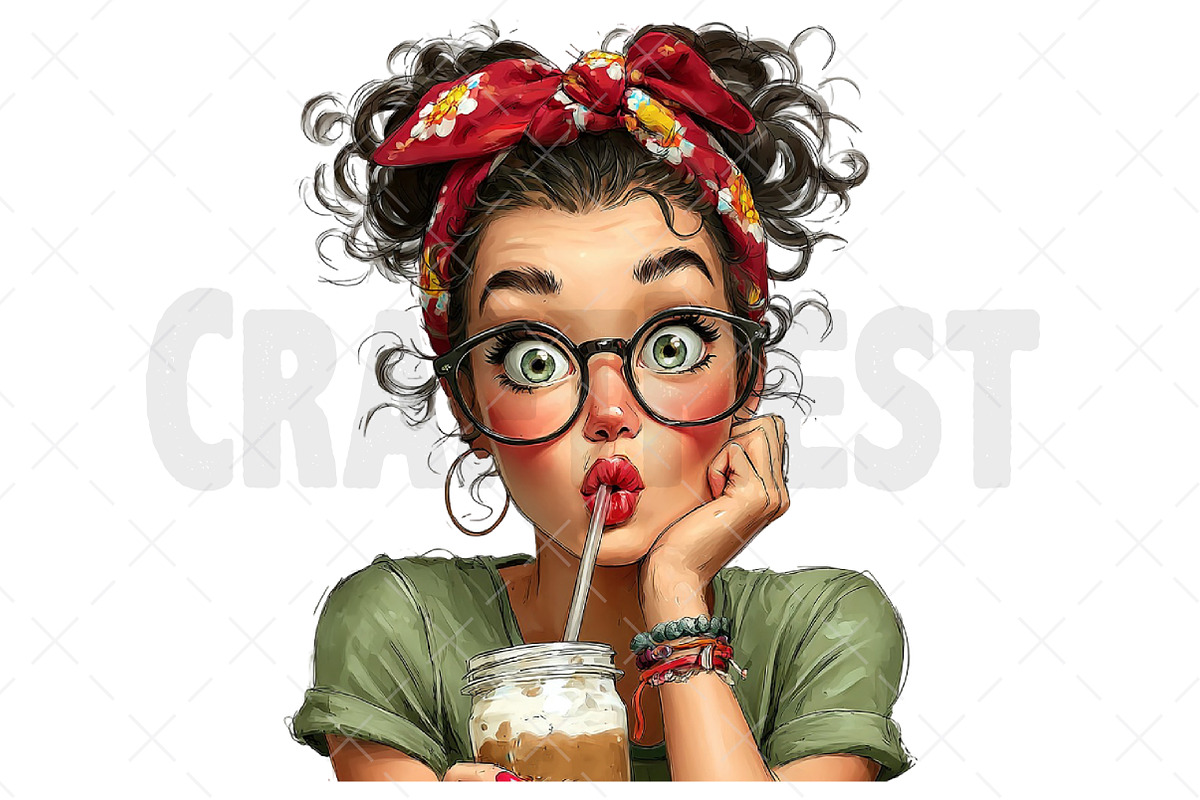 Whimsical Summer Coffee Girl Clipart, an Illustration by Craft Nest (Photo 8 of 12)