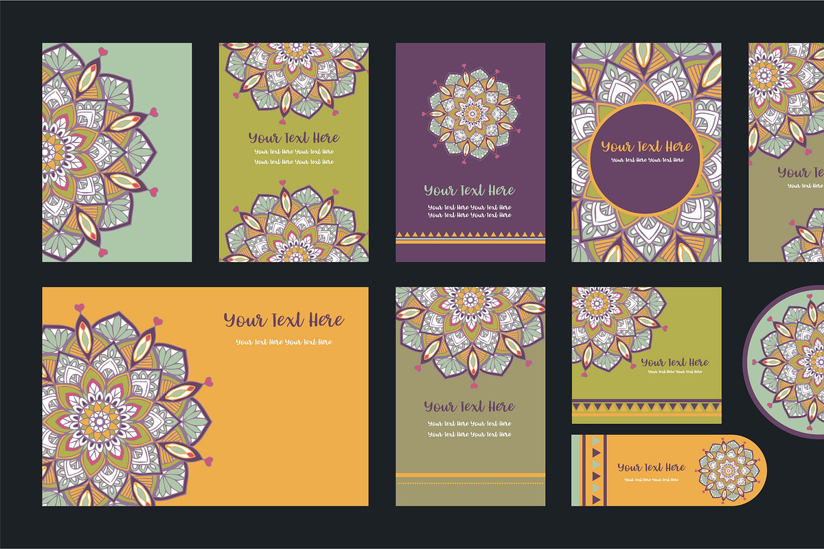 20 Mandala Vintage Template Card., a Card Template by Noree (Photo 14 of 20)