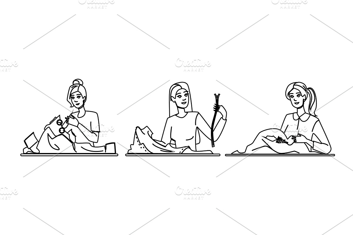 darning repair cloth woman vector, a Person Illustration by pikepicture
