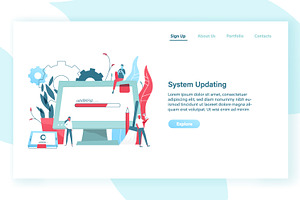 System updating concept banner, a Technology Illustration by Good Studio