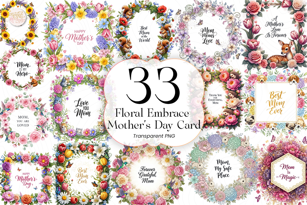 Motherhood Floral Embrace PNG., an Object Illustration by KennedyStudio (Photo 1 of 5)