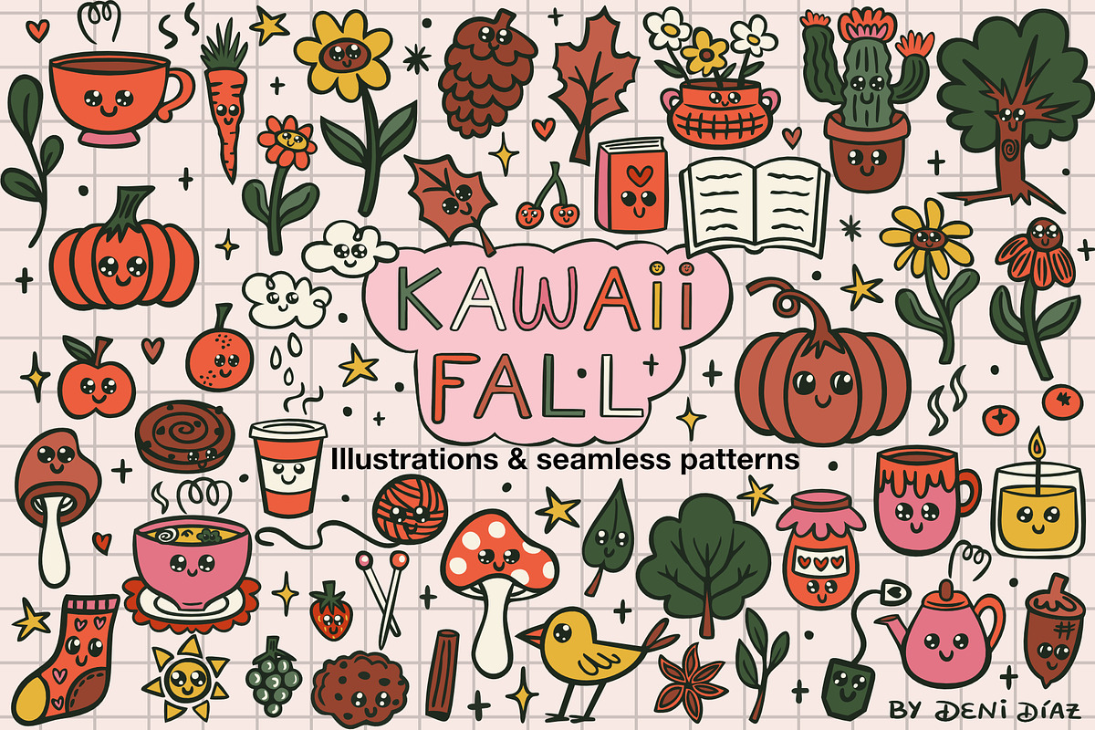 Kawaii Fall Pack - Illustrations, a Seasonal Illustration by DeniDiaz (Photo 1 of 9)