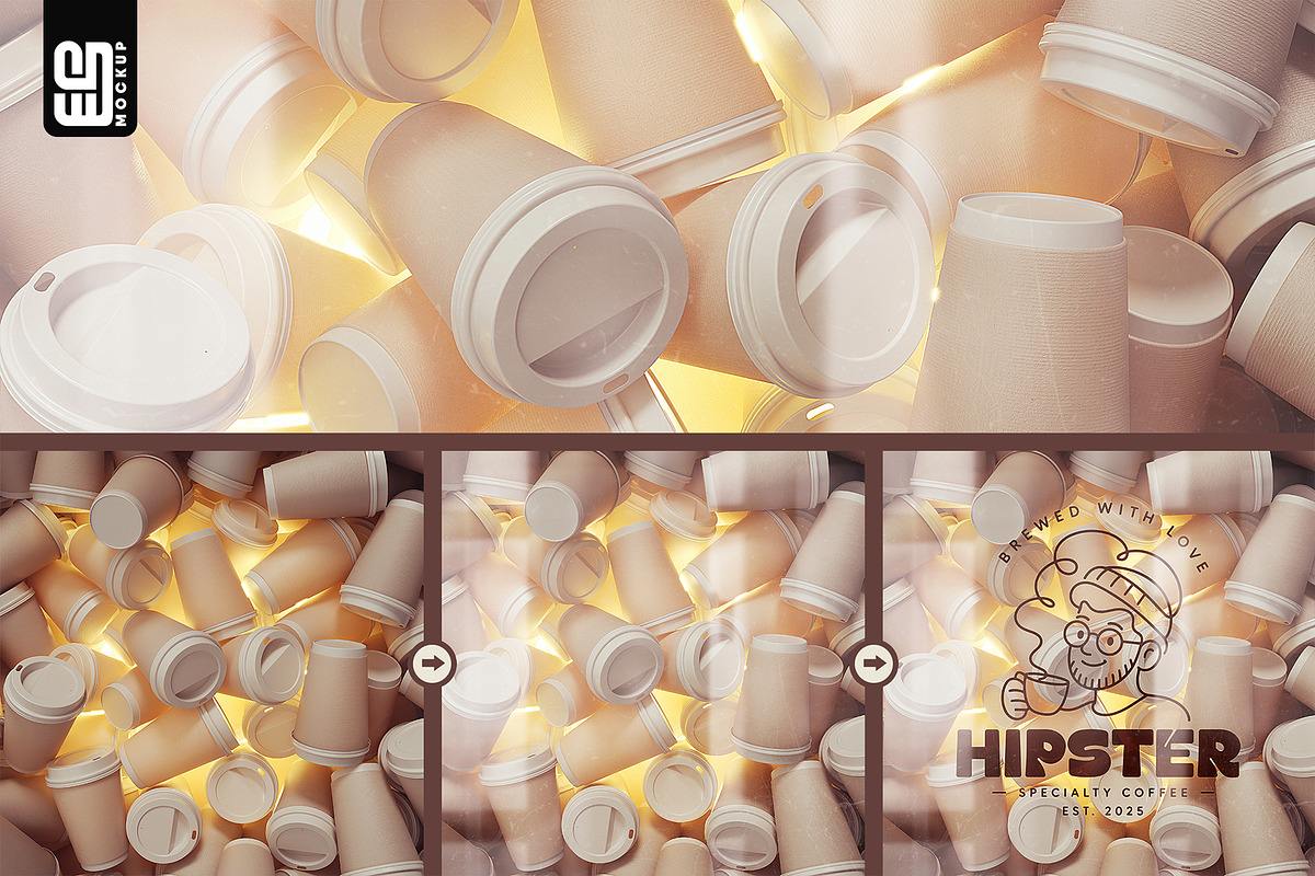 Light Box with Paper Cups Mockup, an Advertising Mockup by SD Mockup (Photo 2 of 3)
