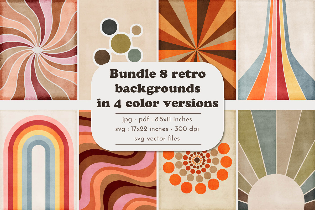 8 Retro backgrounds, a Background Graphic by marie dricot