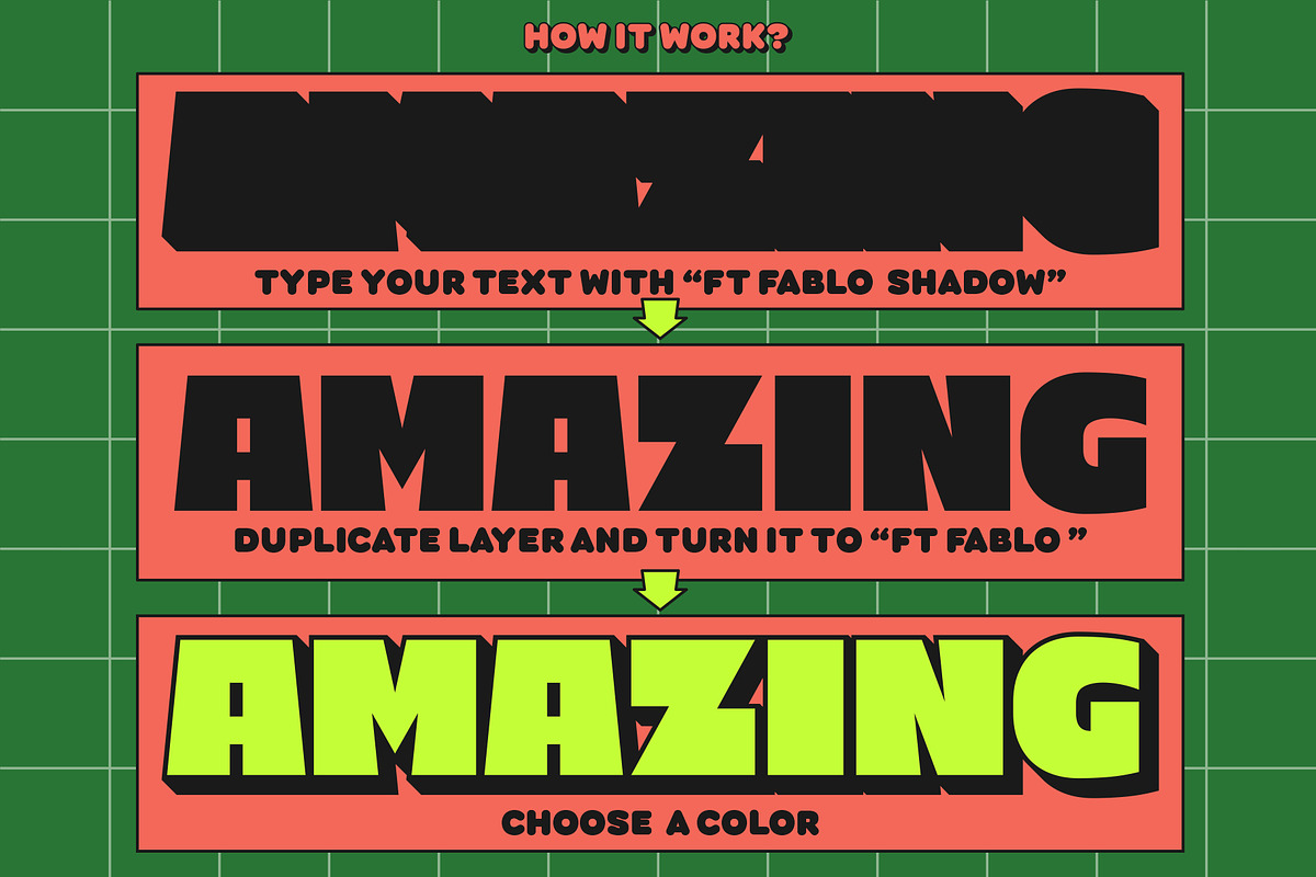 FT FABLO | SHADOW FONT, a Sans Serif Font by Fateh.Lab (Photo 3 of 15)
