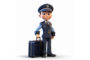 3D Pixar Character Boy Pilot, a Person Photo by shahsoft