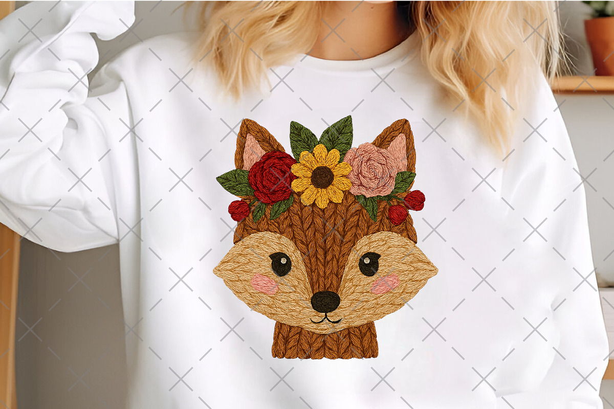 Knitted Fox Face with Floral Crown, an Illustration by Craft Nest (Photo 6 of 6)
