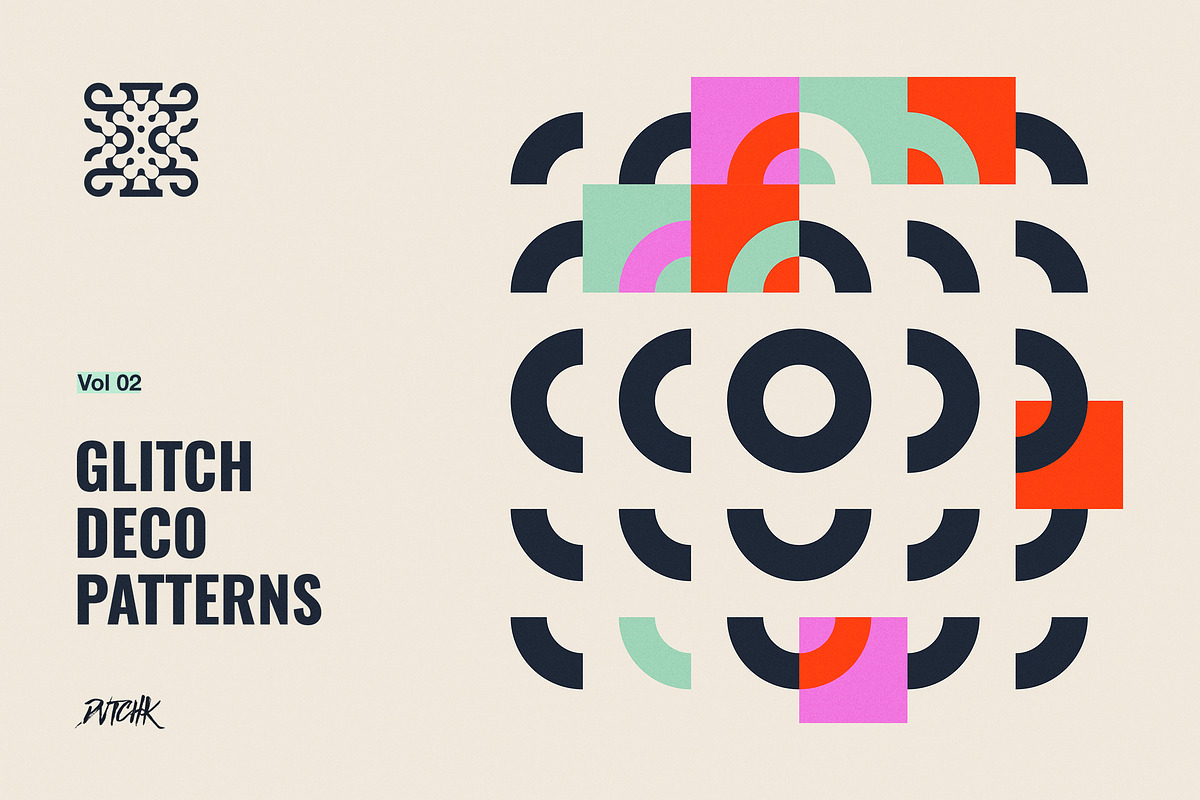 Glitch Deco Patterns Vol. 02, a Pattern Graphic by dvtchk (Photo 1 of 4)