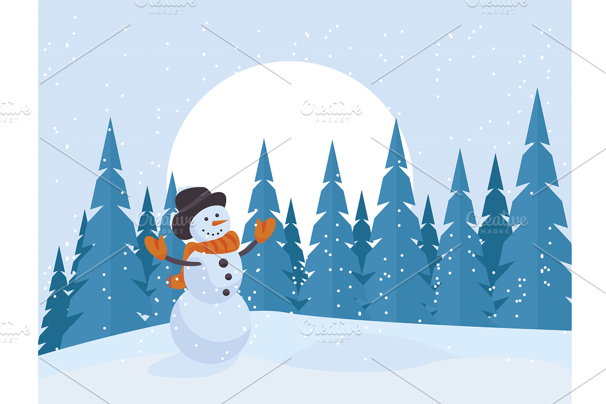 winter season snowscape, an Illustration by studiogstock