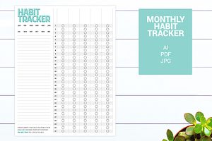 Habit & Goal Tracker - AI, PDF, JPG