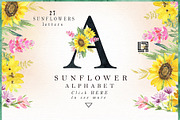 -50% Sunflowers watercolor flowers, a Texture Illustration by LABFcreations (Thumbnail 4 of 11)
