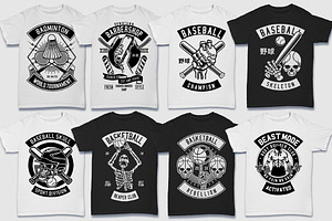 200 Vector Tshirt Designs B/W