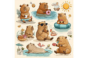 Prompt Capybara Vibes Summer Clipart, a Seasonal Illustration by Creative design (Thumbnail 2 of 7)