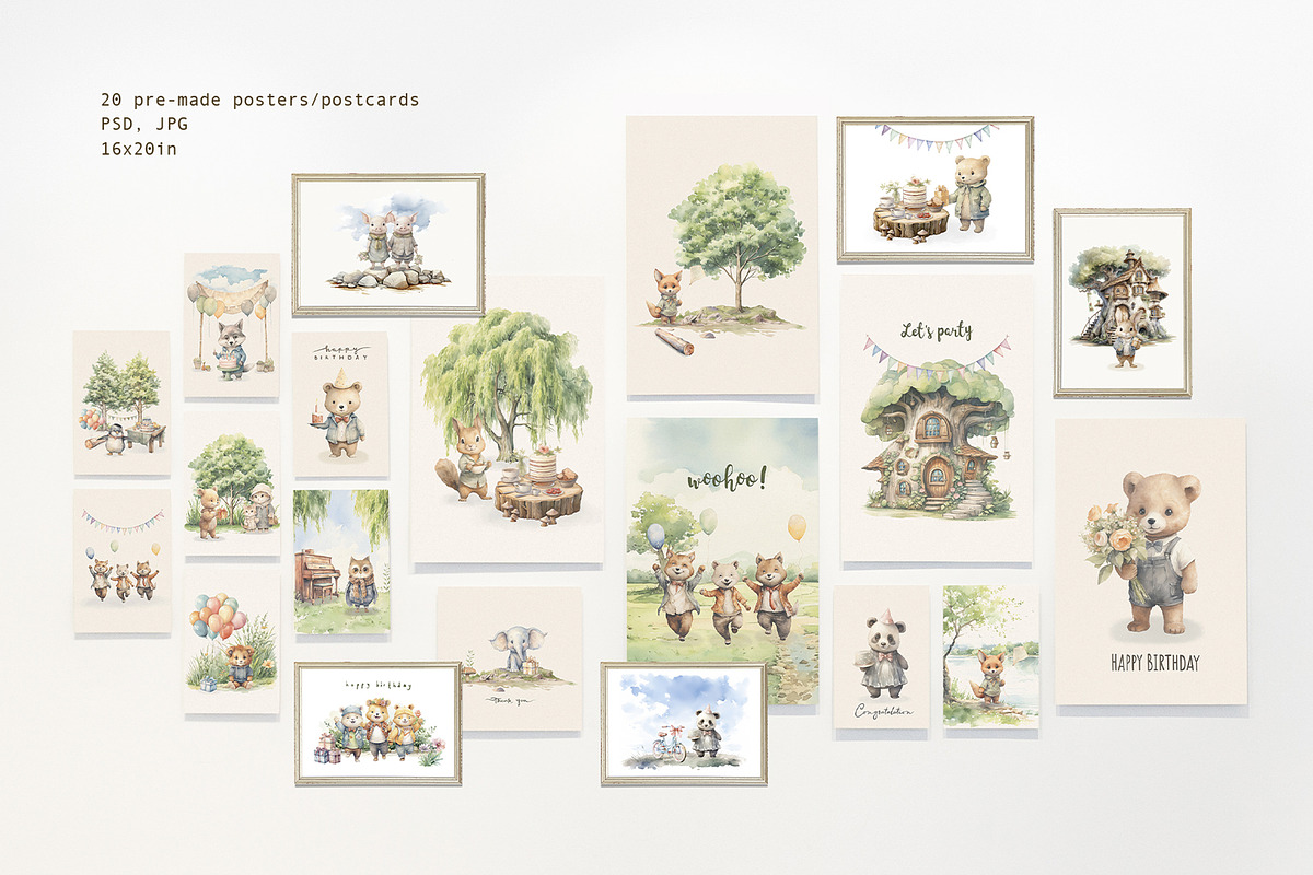 Woodland Birthday Celebration, an Animal Illustration by ApetekMarket (Photo 7 of 15)