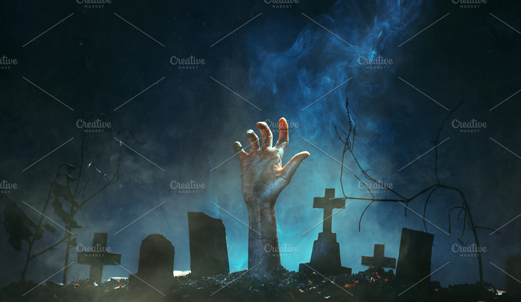 Zombie hand rising out of a graveyar stock photo containing apocalypse and art, a Holiday Photo by Tinyakov Story
