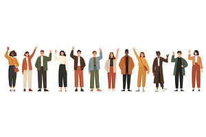Smile people waving. Multicultural, a Person Illustration by Stock-Smart-Start