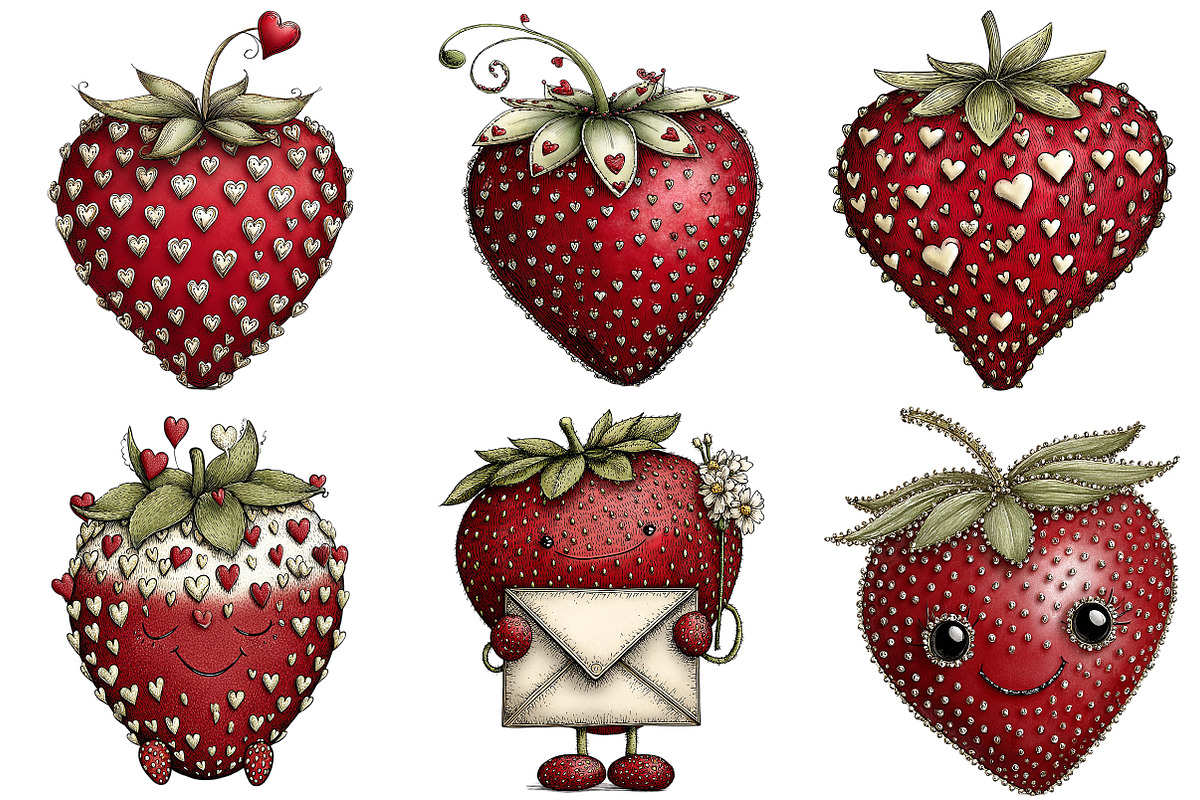 Valentine Strawberry Clipart, an Illustration by Craft Nest (Photo 8 of 8)
