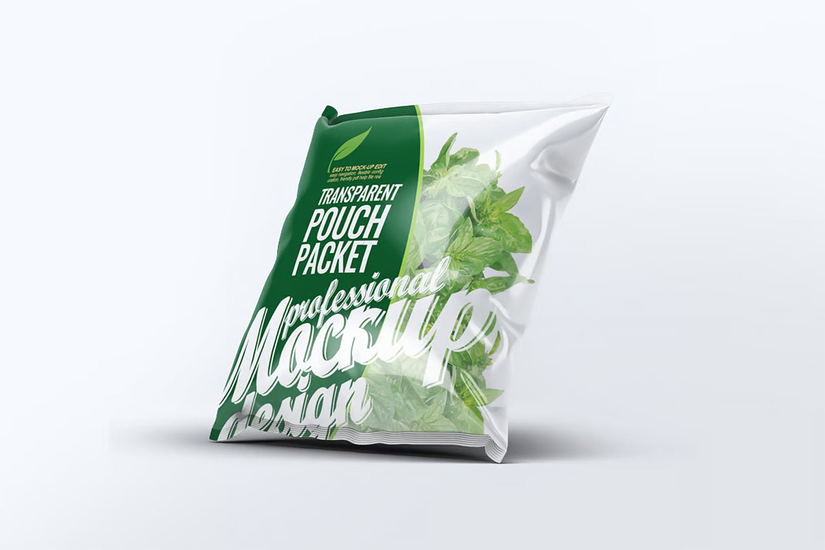 Transparent Pouch Packet Mock-Up, a Packaging Mockup by DesignRushMarket (Photo 9 of 10)
