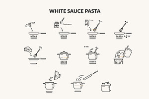 Linear Icons For Pasta Packaging