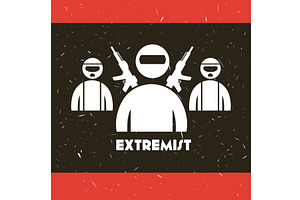 three extremists silhouettes icons, a Person Illustration by studiogstock