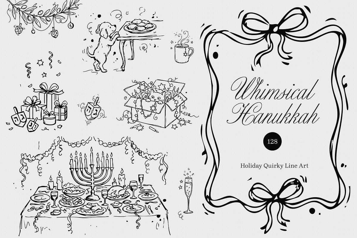 Whimsical Hanukkah: Holiday Line Art, a Seasonal Illustration by divanovskaya_nv (Photo 1 of 16)