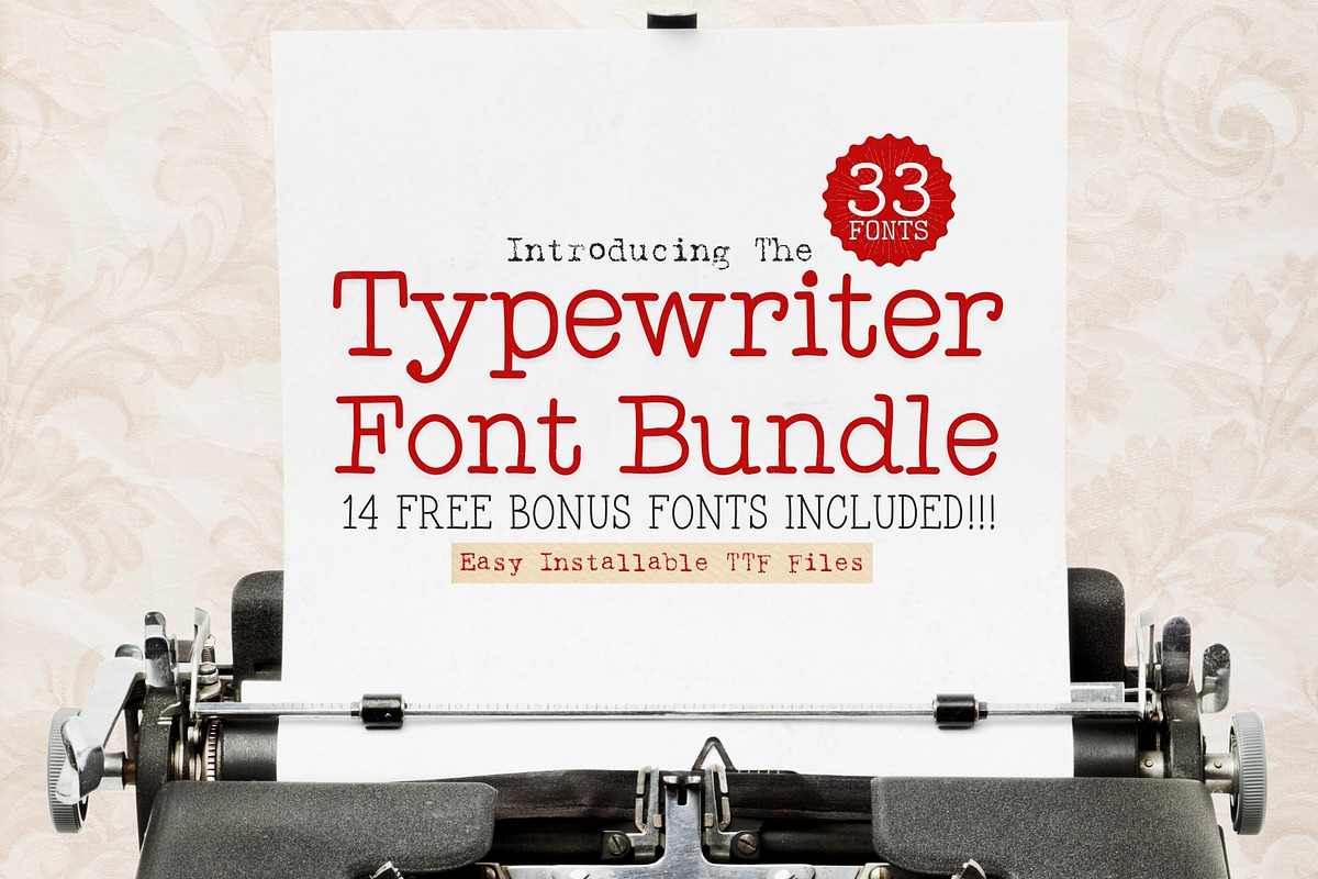 Typewriter Font Bundle – 33 Fonts!, a Slab Serif Font by HipFonts (Photo 1 of 14)
