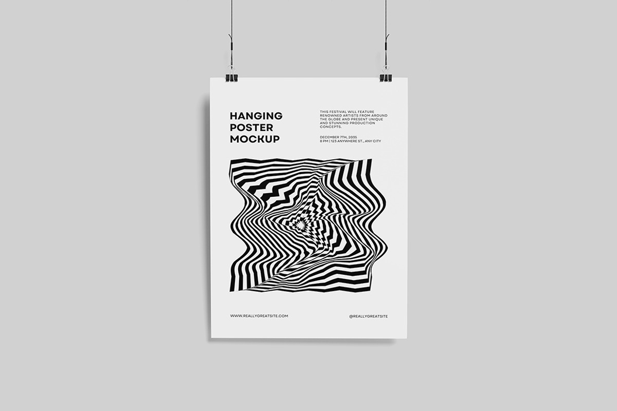 Hanging Poster Mockup, an Advertising Mockup by swsi-studio (Photo 2 of 5)