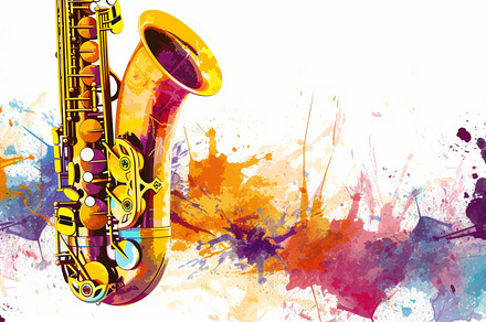 A saxophone bursts with vibrant, col, an Arts & Entertainment Photo by Mashimara