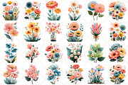 Watercolor Spring Flowers Clipart, an Illustration by Black Bird Studio (Thumbnail 2 of 5)