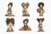 Whimsical Fall Autumn Girls Clipart, a Seasonal Illustration by Craft Nest (Thumbnail 6 of 6)