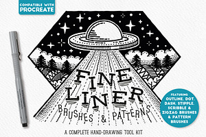 Fine Liner Brushes & Patterns, a Brush Add-On by The Artifex Forge