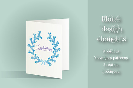 Blue Floral Elements Collection