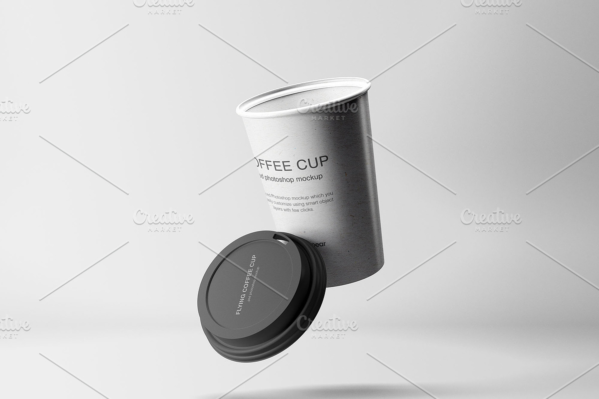 Flying Coffee Cup Mockup, a Cups & Container Mockup by Graphic Pear