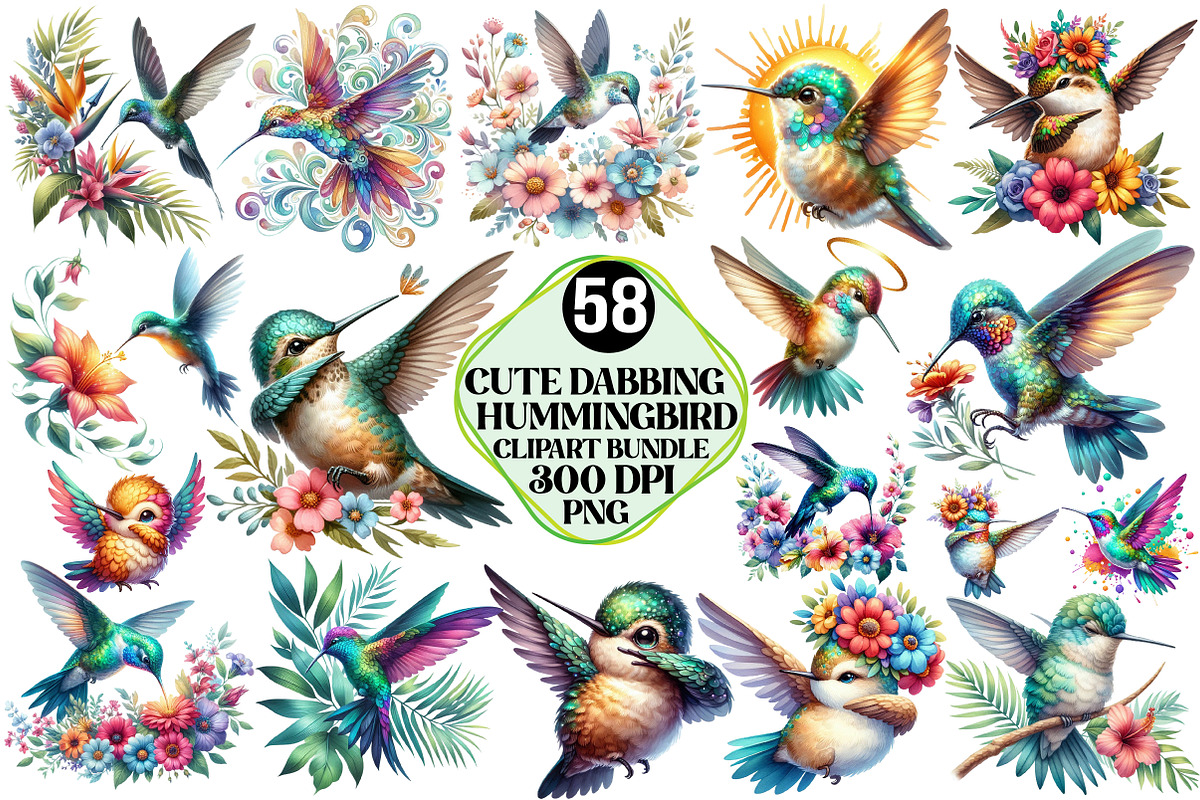 Cute Dabbing Hummingbird Sublimation, an Illustration by Pixels.Craft (Photo 1 of 7)