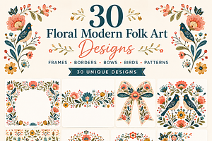 Floral Modern Folk clipArt Whimsy