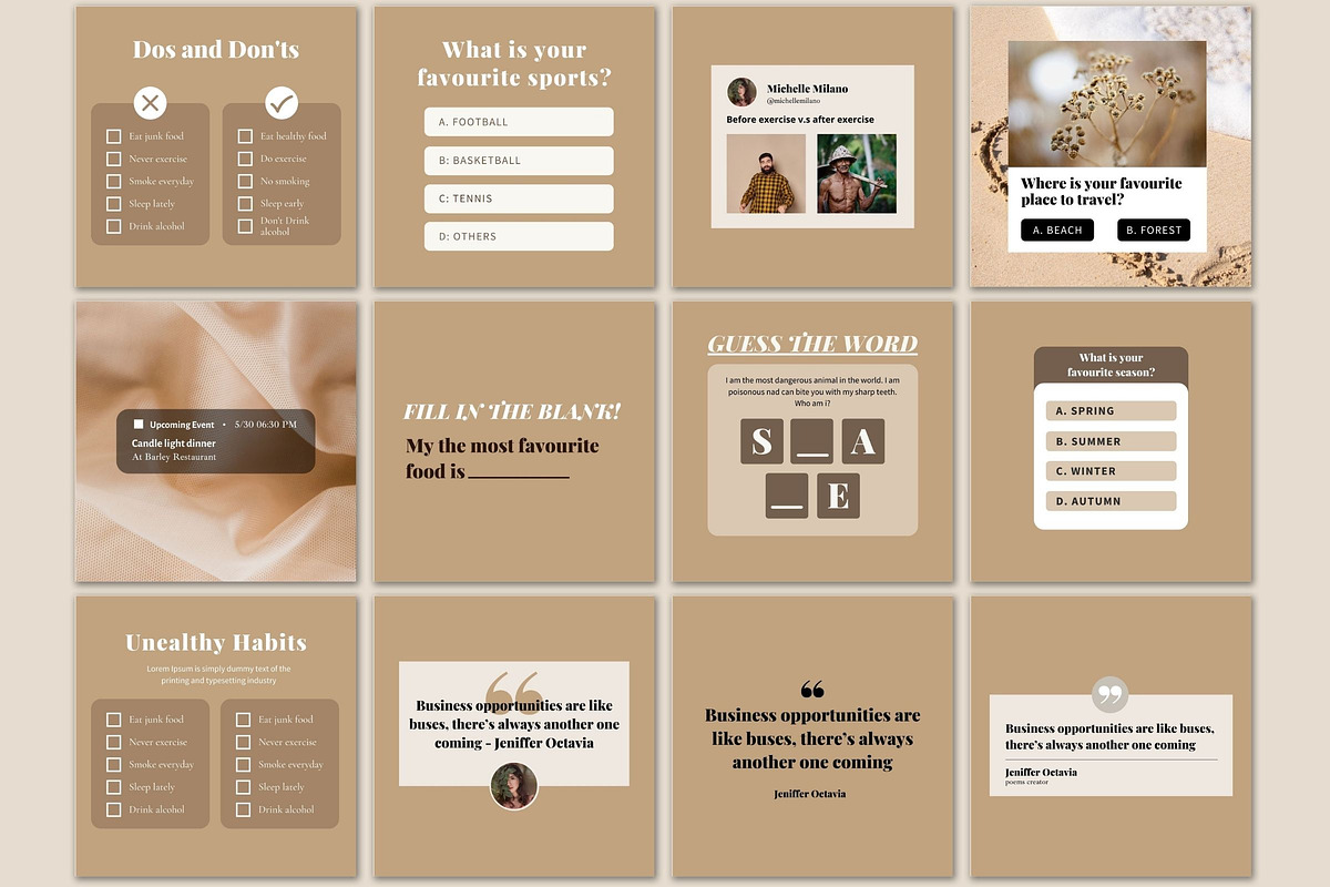 Light Brown Instagram Template Canva, a Social Media Template by bonadigitals (Photo 4 of 7)