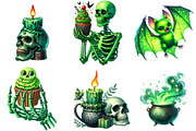 Green Halloween Clipart, an Illustration by Watercolor design (Thumbnail 4 of 4)