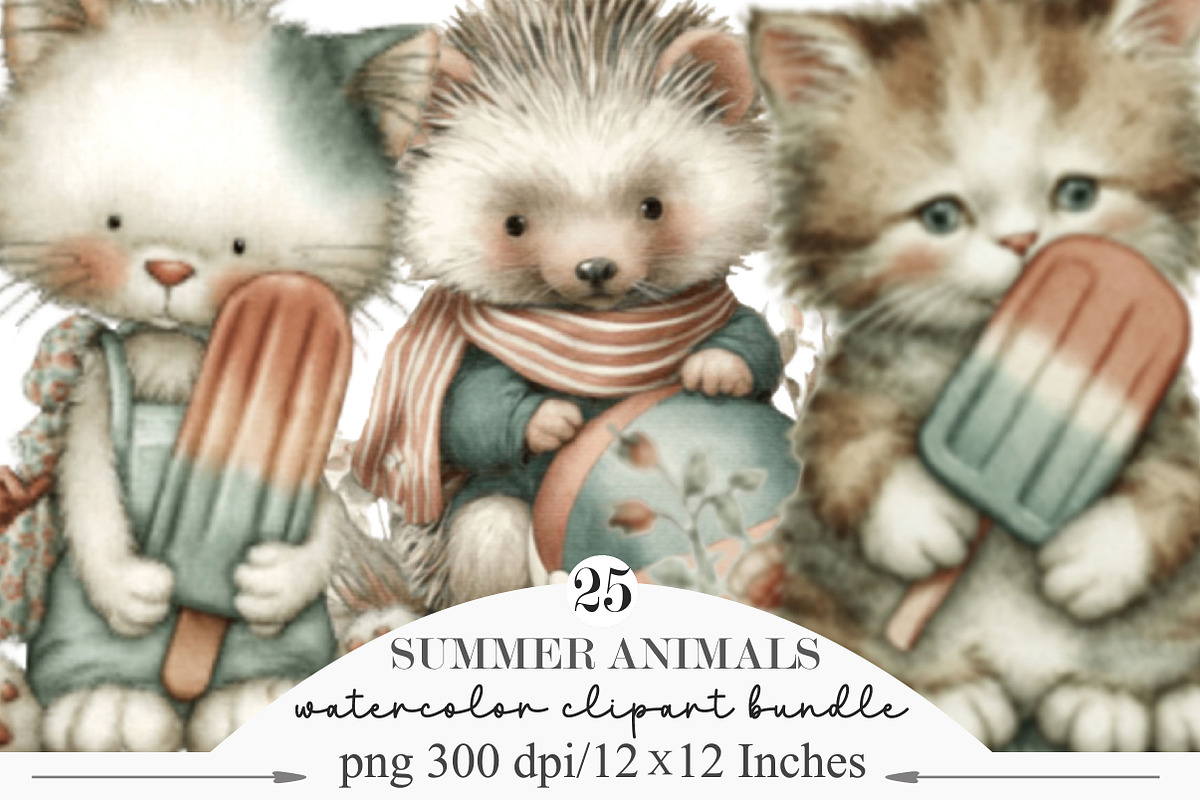 Whimsical Summer Animals Clipart, an Illustration by Designking (Photo 1 of 5)