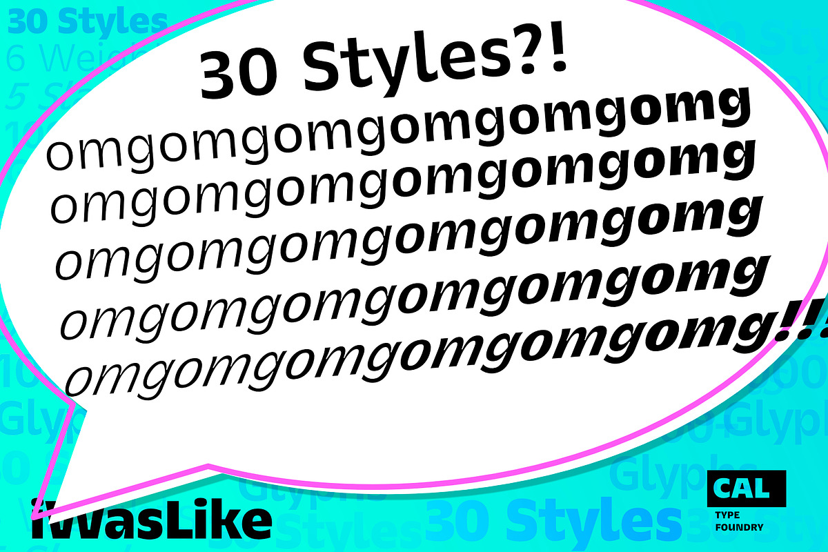 iWasLike Pro - 30 FONTS FULL FAMILY, a Sans Serif Font by California Type Foundry (Photo 8 of 11)