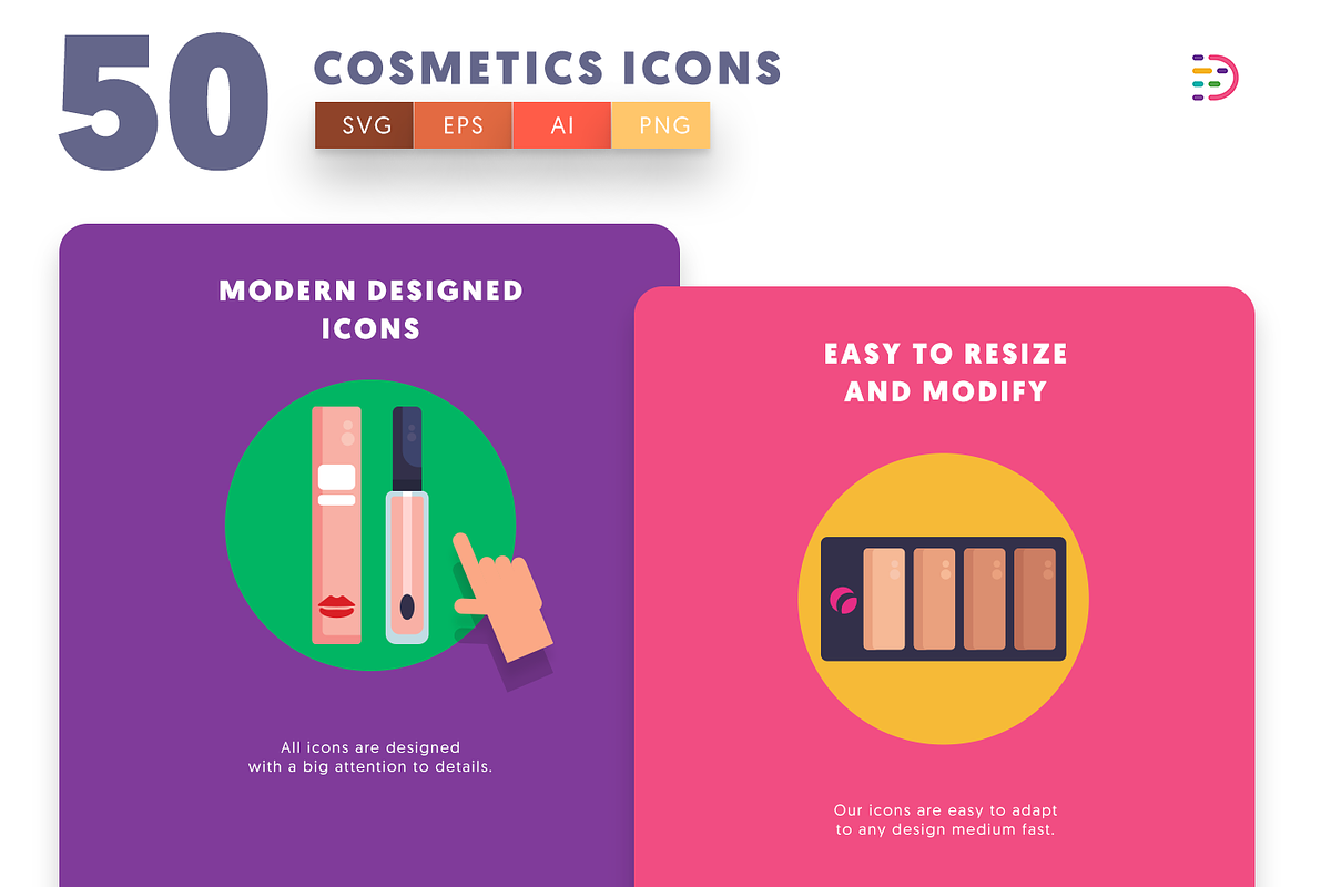 50 Cosmetics Icons, an Outline Icon by Dighital (Photo 3 of 10)