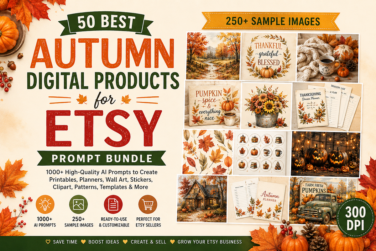 Autumn Digital Products & AI Prompts, an Object Graphic by Daffodil Dream Studio (Photo 1 of 3)